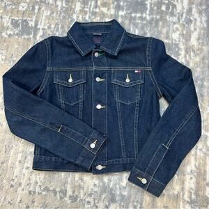 Y2K 2001 Vintage Tommy Girl Dark Wash Denim Trucker Jean Jacket Medium